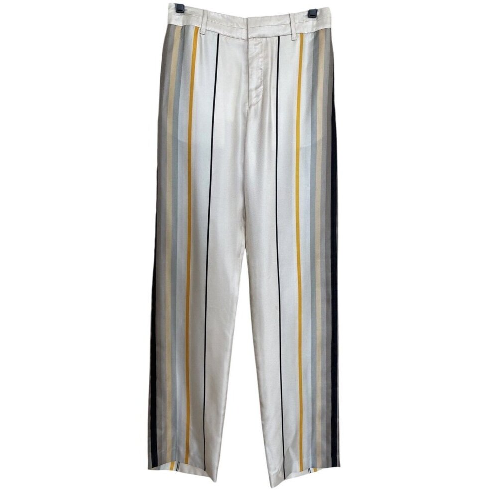 Alexander Wang Pants Womens Size 2 Dress Striped Beige Gray Vintage Ladies